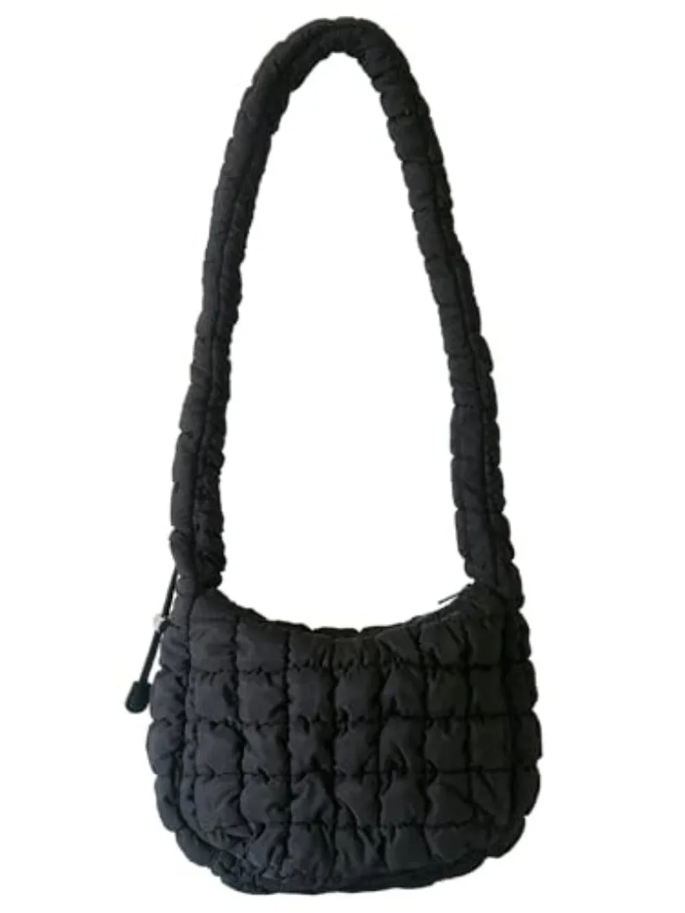 Quilted Puffy Hobo Crossbody Bag with Adjustable Strap